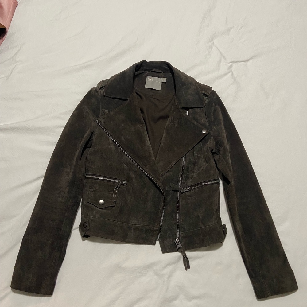 ASOS Dark Brown Suede Biker Jacket